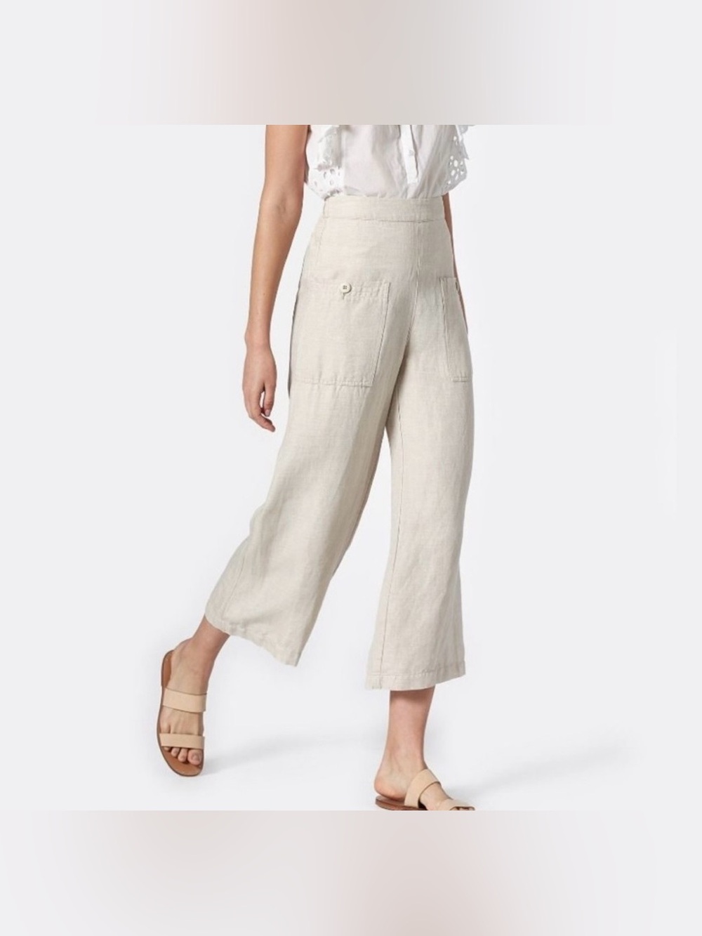 Joie Garin High Waist Patch Pocket Stretch Waist Wide Leg Trouser Pants - Picture 6 of 6